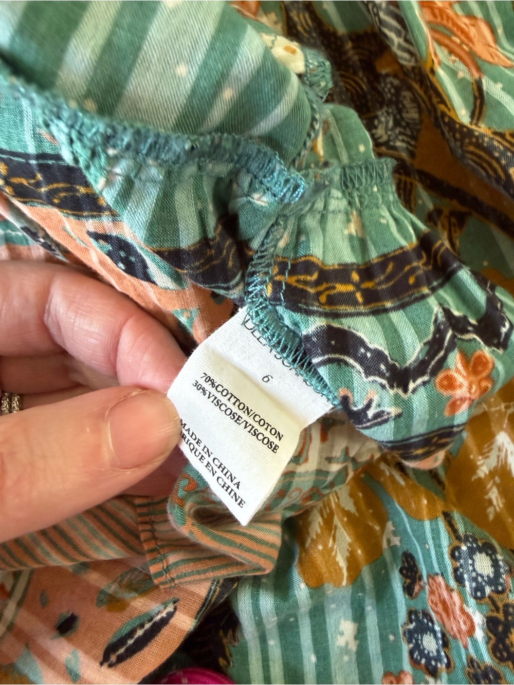 Ulla Johnson' Teal Floral Tiered Summer Dress size 6 - Picture 6 of 7